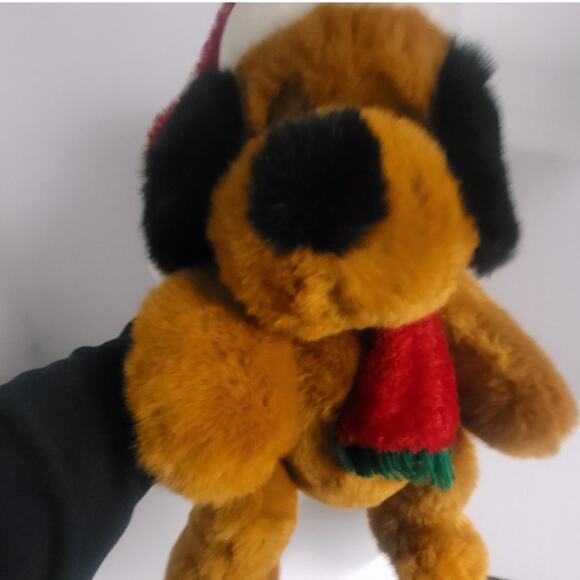 Golden Bear JCPenney Holiday Collection Santa Brown Dog Plush Hat & Scarf 24" - Picture 5 of 13